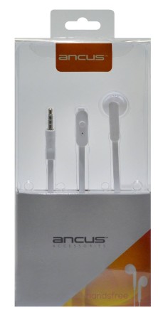Hands Free Ancus Zeno Mono 3.5 mm for Apple-Samsung-HTC-Sony White with Answer Button
