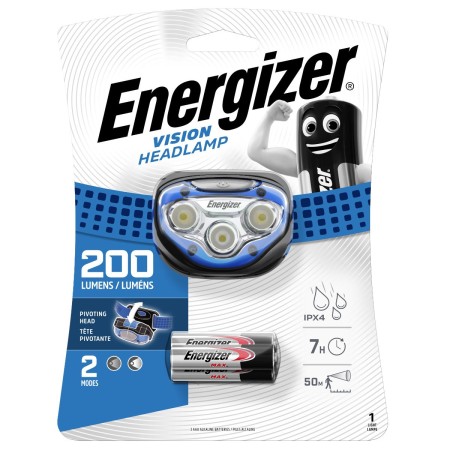 Energizer Vision Headlight 2 Led 100 Lumens with Batteries 3 x AAA Blue