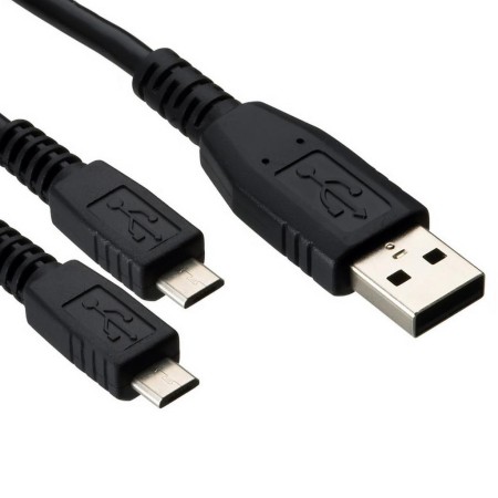 Data Cord Cable Ancus USB to 2 χ Micro USB Black