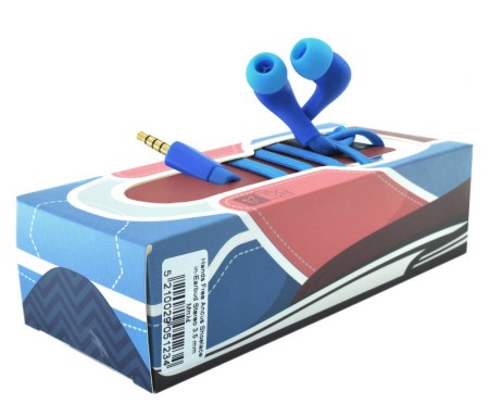 Hands Free Ancus Shoelace in-Earbud Stereo 3.5 mm Blue for Apple-Samsung-Sony-LG-Huawei with Cord Cable, Micrphone, Answer Button