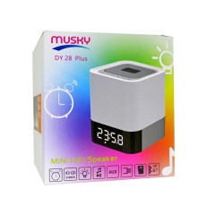 Wireless Portable Speaker Musky DY28 Plus 5W with Various Colors LED Display Alarm Clock Touch Sensor Built-in Microphone and USB Slot