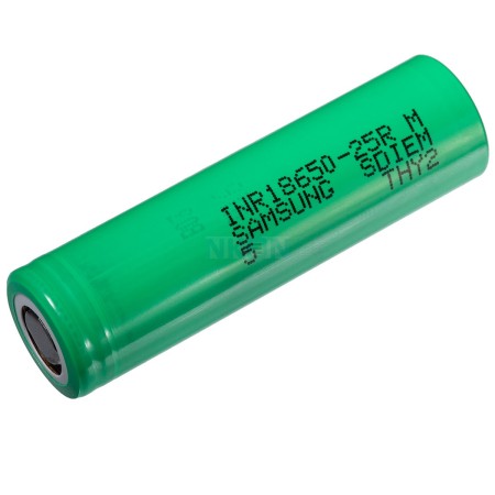 Rechargable Ιndustrial Τype Βattery Samsung 18650 INR18650-25R Li-ion 3.7V 2500mAh 30A