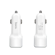 Car Charger Hoco Z23 Grand Style Dual USB Fast Charging 5V/2.4A 12W and Input 12/24V White