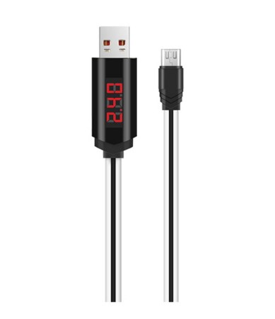 Data Cable Hoco U29 LED Display USB to Micro-USB 2A Fast Charging White 1m