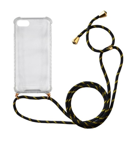 Case Ancus Crossbody for Apple iPhone 7 / 8 / SE (2020) Transparent with Yellow-Back Strap