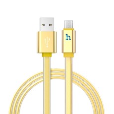 Data Cable Hoco UPL 12 Plus USB 2.4A to Micro-USB with PVC Jelly and Bright Indicator 1.2m. Gold