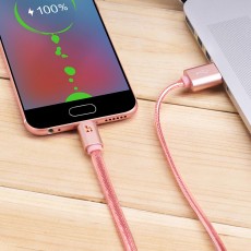 Data Cable Hoco UPL 12 Plus USB 2.4A to Micro-USB with PVC Jelly and Bright Indicator 1.2m. Rose Gold