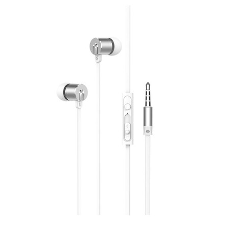 Hands Free Hoco M63 Ancient Sound Earphones Stereo 3.5 mm Silver with Micrphone and Operation Control Button