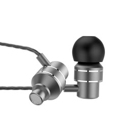 Hands Free Lenovo HF118 Earphones Stereo 3.5mm with Micrphone and Operation Control Buttons. Metal Black