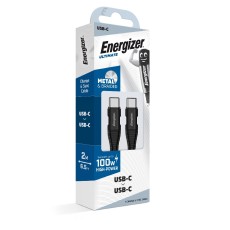 Data Cable Energizer Metal & Braided Nylon Cable  USB-C to USB-C 100W 2m Black