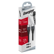 Energizer Bicolor 2.4A USB-C to USB-C  1.2m Connection Cable Black