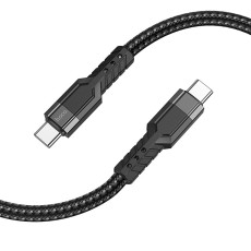 Data Cable Hoco U110 USB-C to USB-C Braided 60W 20V/3A Black 1.2m Extra Durability