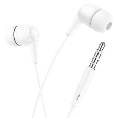 Hands Free Hoco M97 Enjoy Earphones Stereo 3.5mm with Microphone and Operation Control Button White