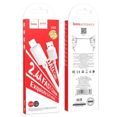 Data Cable Hoco X88 USB to Lightning  2.4A  for Fast Charging and Data Transfer White 1m