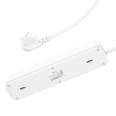 Power Strip Hoco NS1 Aura with 4 x Inlet Sockets 4000W + 2 x USB-A QC3.0 + 1 x USB-C PD20W 5V/3A and On / Off Switch with Cable 1.8m White