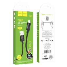Data Cable Hoco X89 Wind USB to Lightning 2.4A Black 1m Braided