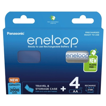 Rechargeable Battery Panasonic Eneloop BK-3MCDEC4BE 2000mAh mAh size AA Ni-MH 1.2V 4Pcs with Battery Case