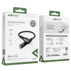 Handsfree Adapter Acefast C1-05 Lightning to 3.5mm Female Apple Certified MFI 1.8m. 18cm Black