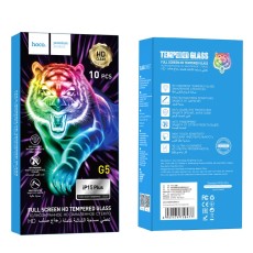 Tempered Glass Hoco G5 0.33mm Full Silk Screen HD 2.5D for Apple iPhone 15 Plus Black 10 Pcs Set