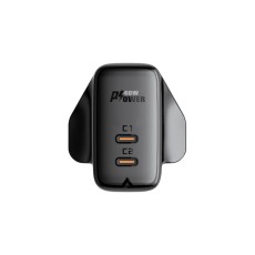 Travel Charger Acefast A12 Fast Charging 2χUSB-C PD40W Black with UK Plug