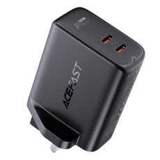 Travel Charger Acefast A12 Fast Charging 2χUSB-C PD40W Black with UK Plug