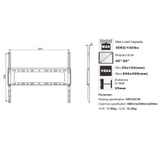TV Stand Noozy IH-T70  for 40'' - 80'' VESA from 26x100mm to 600x500mm Maximum weight capacity 65kg