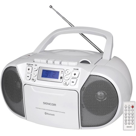 Sencor SPT 3907 W Wireless Boombox with CD/Cassette/MP3/USB/BT  5.0 4W RMS (2 x 2 W)