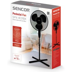 Pedestal Fan 40cm 3-Speed Adjustable Height with Oscillation Black