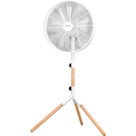 Pedestal Fan Sencor SFN 4080WH 50W with 3 Speeds and Metal White Body with Real Wood