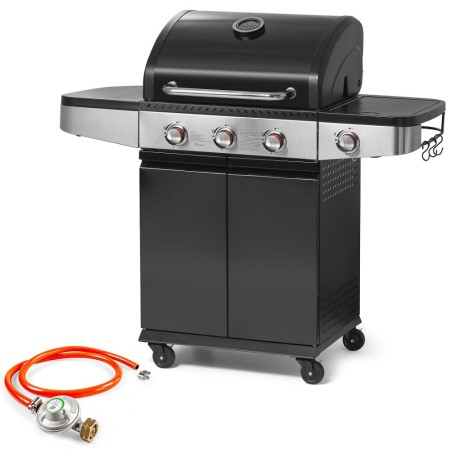 Gas Grill Fieldmann FZG 3013 3+1 with 3x Main Burners and 1x Side Burner of Combined Power 11.5kW, Cast Iron Plate and Grate and Thermometer