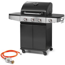 Gas Grill Fieldmann FZG 3013 3+1 with 3x Main Burners and 1x Side Burner of Combined Power 11.5kW, Cast Iron Plate and Grate and Thermometer