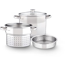 Pasta Pot with Strainer & Steam Basket 22cm 6lt Stainless Steel Lamart LT1067