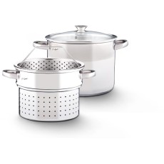 Pasta Pot with Strainer & Steam Basket 22cm 6lt Stainless Steel Lamart LT1067