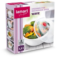 Plastic Food Container Suitable for Microwaves 1.2lt 22cm WAVE Lamart LT7015 White
