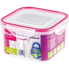 Plastic Food Container with Clip Suitable for Microwave Oven 1lt Lamart LT6005 Transparent