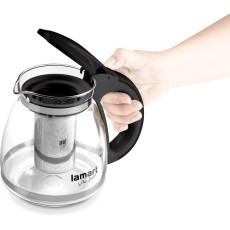 Glass Teapot with Filter 1.5lt 13cm Lamart LT7027 Transparent/Black