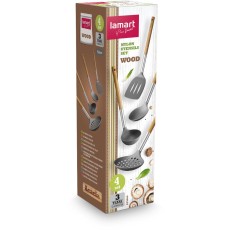 Wood Handle Nylon Cooking Utensil Set 4pcs Lamart LT3900 Brown/Grey