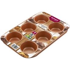 Pastry Mold for 6 Muffins Non-stick 26.5X18cm Lamart LT3091 Copper