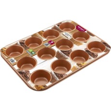 Pastry Mold for 12 Muffins Non-Stick 35.5x26.5cm Lamart LT3092 Copper