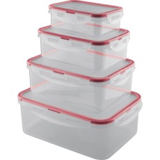 Food Container Set Plastic with Clip Suitable for Microwave Oven 4pcs Lamart LT6032 Transparent