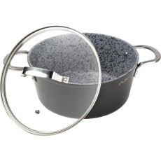 Pot GRANIT Non-stick Aluminum with Granite Coating 24cm Lamart LT1254 Black