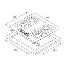 Built-in Stainless Steel & Electric Gas Hob TEKA Standalone 2 & 2 Zones 60cm EFX 60.1 2G 2H AI AL BTN Silver