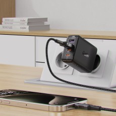 Travel Charger Acefast A61 Fast Charging 2xUSB-C + 2xUSB-A PD45W GaN Black