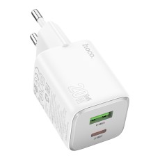 Hoco N41 Almighty Travel Charger with 1xUSB-A 18W and USB-C 20W Charging Outputs White