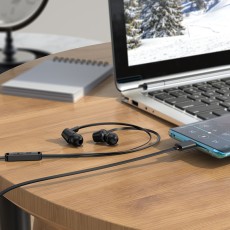 Hands Free Hoco M86 Oceanic Universal Earphones Deep Bass Stereo Compatible with All Devices USB-C  Black 1.2m