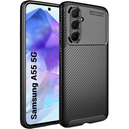 Case Ancus AutoFocus Carbon Fiber για Samsung SM-A556 Galaxy A55 5G Black