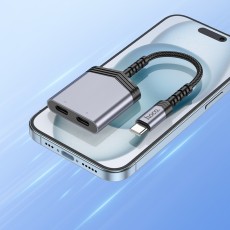 External Sound Card Hoco LS40 USB-C to 2χUSB-C for Mic, Audio and Power Supply Metal Grey