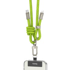Hoco Multifunctional Lanyard/Charging Cable USB-C to Lightning Fluorescent Green1.8m