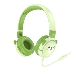 Kids Headphones Hoco W61 with Microphone 3.5mm Emerald Green 1.2m