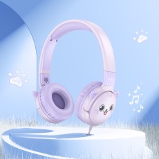 Kids Headphones Hoco W61 with Microphone 3.5mm Dream Purple 1.2m